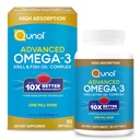 Qunol Advanced Omega 3 Krill og Fish Oil Complex, 10x bedre biotilgængelighed, One Pill Dosis, 250 mg EPA & DHA, understøtter hjerne, øje, hjerte og fælles sundhed, 90 greve (pakke med 1)