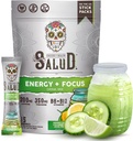 Salud 2-in-1 Energy Drink Powder + Focus, Cuckumber Lime, Organic Coffein, B6 + B12, Theanin, Clean Energy Drink Pacets, Agua Fresca Mix, Non- GMO, Gluten Free, Vegan, 1g sukker, (15 Servere)