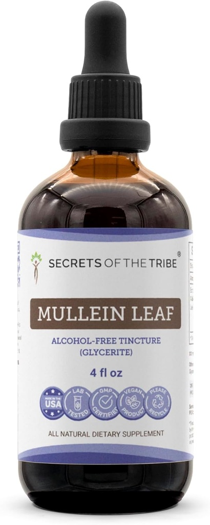 Hemmeligheder i Tribe Mullein Leaf Alkohol- Free Liquid Extract, Mullein (Verbascum thapsus) Tincture Supplement (4 FL OZ)
