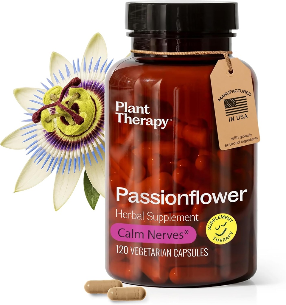 Plant terapi Passion Flower Kapsler Fremstillet i USA Kalve Nerver, Understøtter søvn, Great Way to Wind Down Kosttilskud til kvinder & mænd 120 Grev Vegetarisk Capsule