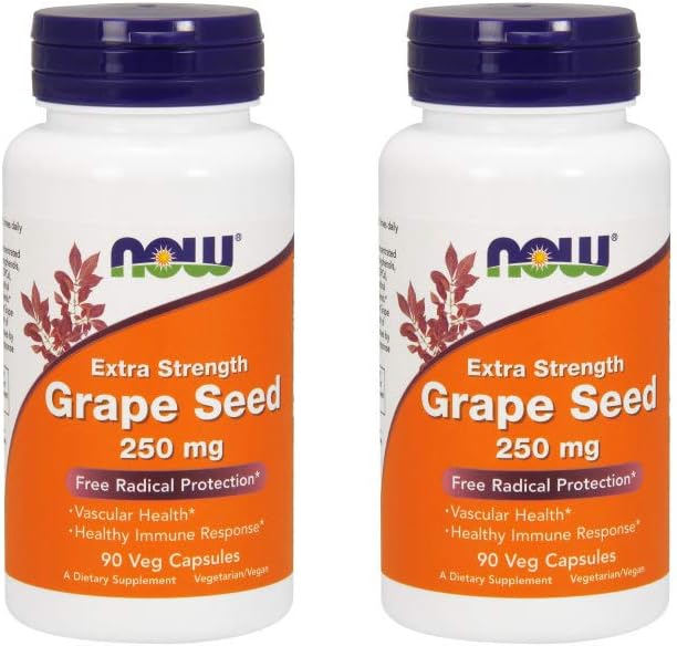 Now Foods Grape Seed Extract 250 mg, 90 Vcaps - (pakke med 2)