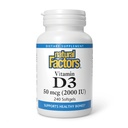 Naturlige faktorer - D3- vitamin 2000 IE, understøtter sunde knogler, 240 bløde geler