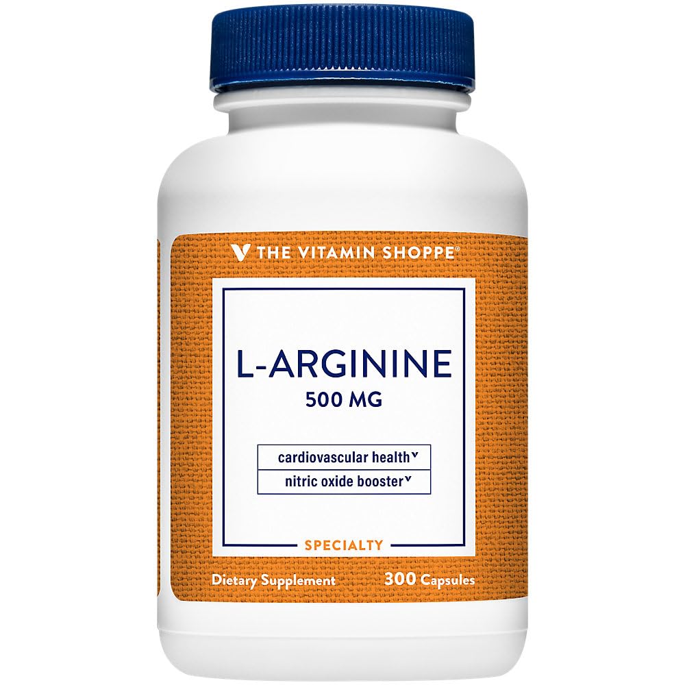 Vitamin Shoppe L- Arginin 500MG - Nitrochloridproduktion, Circulation & Motion Performance Support (300 kapsler)