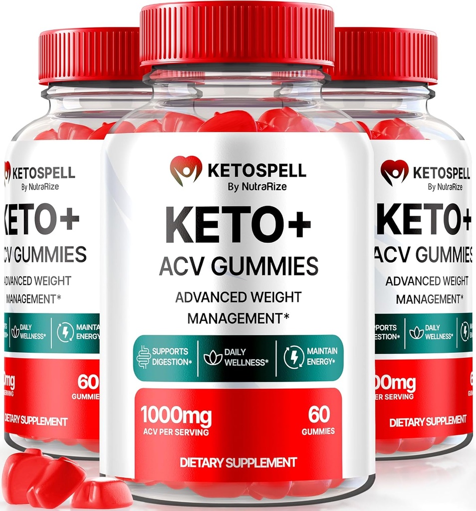 (3 Pack) Keto Spell ACV Gummies, KetoSpell Keto ACV Avanceret vægttab Formel, Alle naturlige Apple Cider Vinagre 1000MG, KetoSpell Keto + ACV supplement, Gomitas Anmeldelser (180 Gummies)