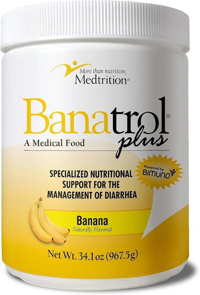 Banatrol ® Natural Anti- Diarré med Prebiotika, Relief fra kronisk diarré, IBS, Rekurring Diarré, Klinisk støttet medicinsk mad, Non- Forstoppelse, 90 Servere (Banana)