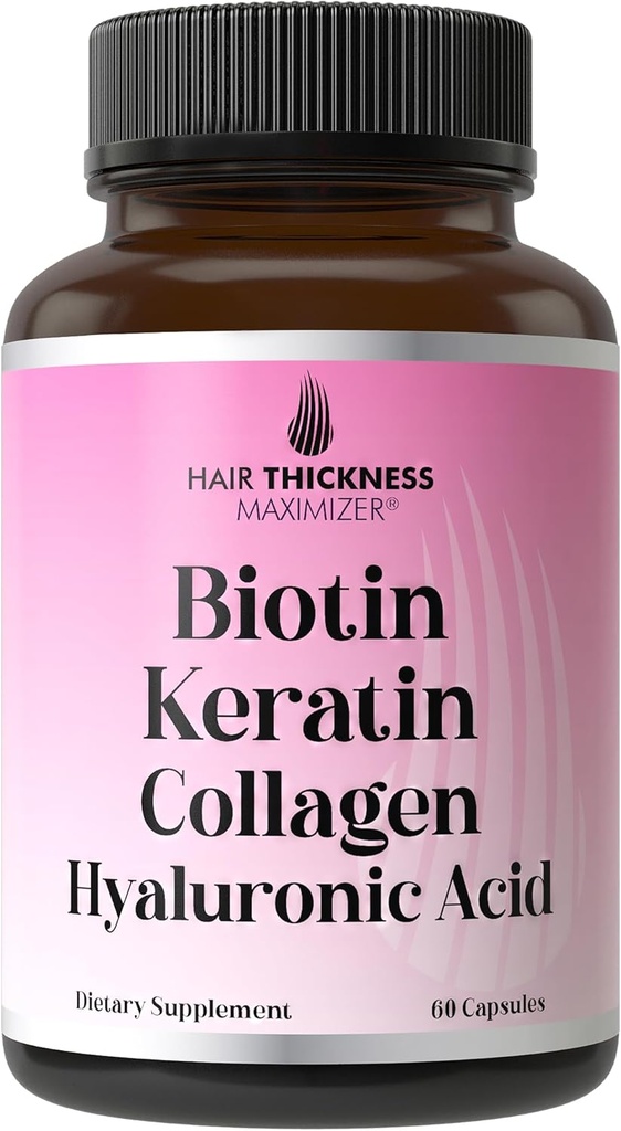 Biotin + Keratin + Marine Collagen + Hyaluronsyre, 4-in-1 hårvækst Vitaminer med 10000mcg biotin kapsler, Thickening Complex for kvinder og mænd med hårtynding