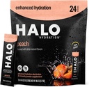 Halo Hydration Electrolyte Powder Packets - Peach - 24 Servering (5g hver) - Økologisk hydrering drikke med lavt sukker + essentielle vitaminer + mineraler - Vegan