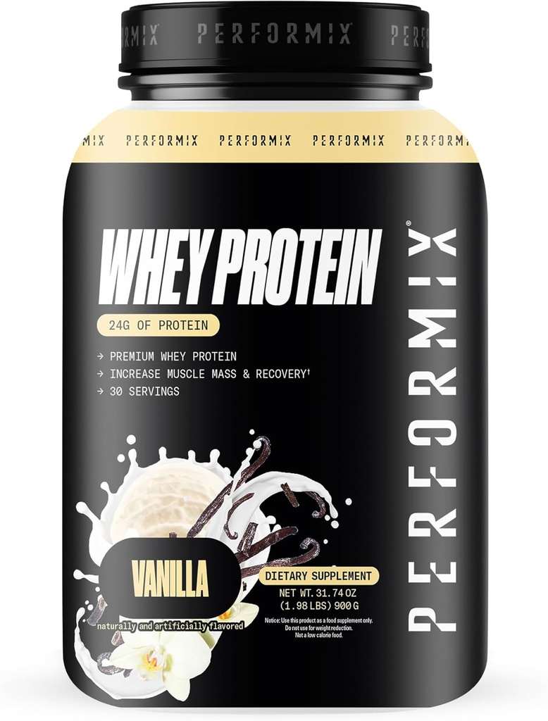 PERFORMIX - Whey Protein Isolate Blend - 24g Protein - 5,4 g BCAA - 110 kalorier - Muscle Building & Post Workout Inddrivelse - 100% Whey Protein Powder - 1,98 lbs - 30 Servere - Vanilla