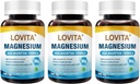 Lovita Triple Magnesium Complex 500 mg, High Absorption and Potency Formel, Glycinate, Citrate & Oxide, Support Sleep, Afslapning, Heart, Nerves & Bone Health, 180 Vegankapsler (pakning med 3)
