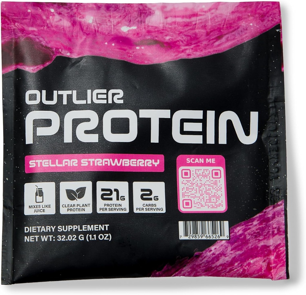 Plant Based Clear Protein Strawberry - Vegetarian & Vegan - Easy to Digest, Gluten Free, Sugar Free, Dairy Free, Soy Free (25 Single-Serving Packets, Strawberry)