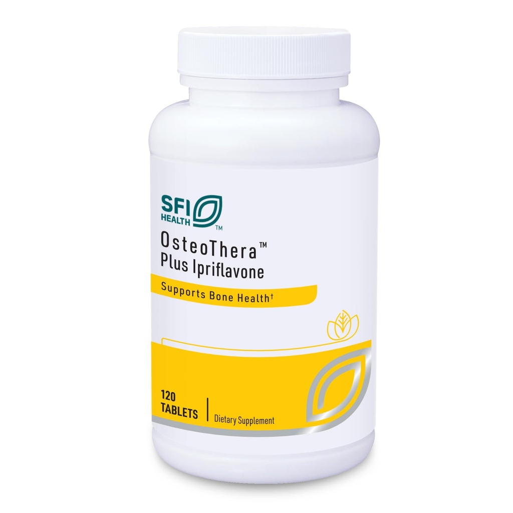 Klaire Labs SFI Health Osteothera Plus Ipriflavone Tablets - Hypoallergen & Multifaktoriel Calcium Complex & Isoflavone Derivative Knoglereserve Support Formel med vitamin K, D3, Magnesium (120 tabletter)