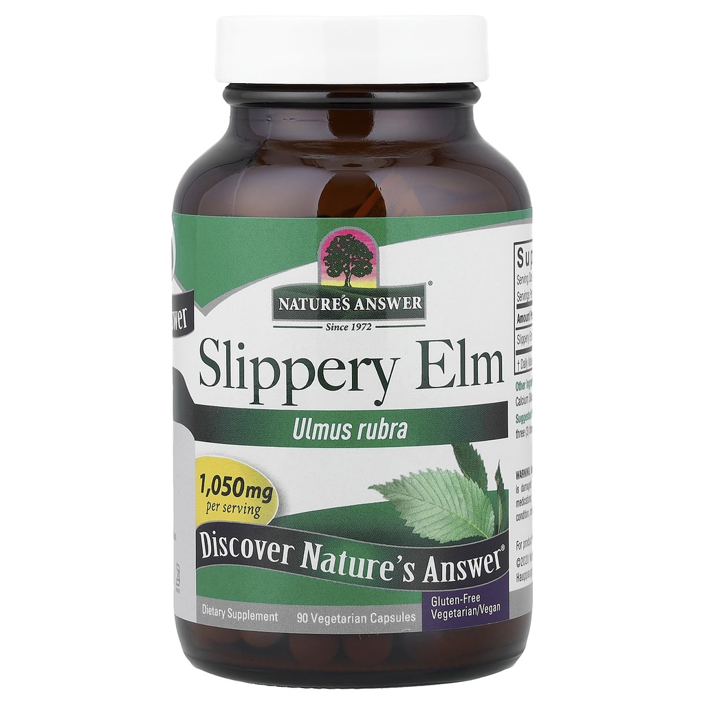 Nature's Answer Slipper Elm | Super Concentrated Herbal Supplement | Promotes Healthy Hair & Skin | Aids in Digestion | Gluten-Free, Kosher Certified & Vegan/Vegetarian | 90ct Capsules
