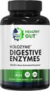 Sund Gut HoloZyme Max Strength Digestive Enzymes ttesmå 124; Inulinase, Amyloglucosidase & Invertase til FODMAP Support 124; Protease, Amylase & Lactase til Bloating, Gas & Forstoppelse Relief • 124; 90 Servere