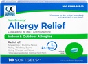 Quality Choice Allergy Relief, 24 timers non drowsy Allergy Relief for indendørs og udendørs allergier, Antihistamin Loratadine 10 mg, flydende fyldte bløddele, 10 Greve
