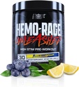 Nutrex Forskning Hemo- Rage Extreme High Stim Pre Workout Powder 124; Insane Lasting Energy, Focus, Endurance & Pump Booster Preworkout Supplement 124; Blueberry Lemonade 30 Serveringer