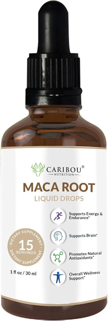 Maca Root Liquid Organic Drops Mex124; Maca Root Extract Mex124; Maca Supplement for Enhanced Mood & Vitality Mex124; Vegan, Non- GMO, Gluten & Alcohol Free Mex124; 1 Fl Oz
