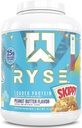 RYSE Indlæst protein pulver - Skippy Peanut Butter - 25g Whey Protein Isolere & Koncentrat med Prebiotic Fiber & MCTs - Lav Carb, Lavsukker, Digitalt-Friendly - 54 Servering / 4 LB Tub