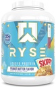 RYSE Indlæst protein pulver - Skippy Peanut Butter - 25g Whey Protein Isolere & Koncentrat med Prebiotic Fiber & MCTs - Lav Carb, Lavsukker, Digitalt-Friendly - 54 Servering / 4 LB Tub