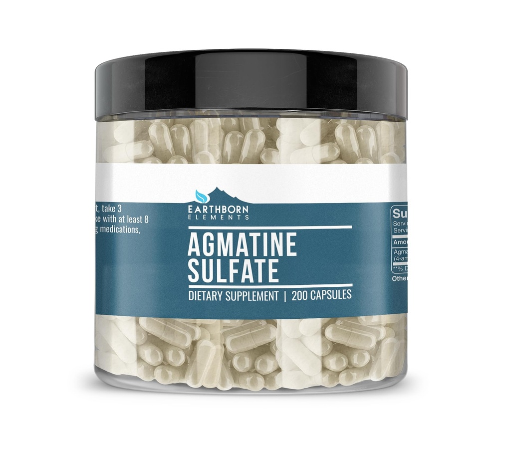 Earthborn Elements Agmatine Sulfate, 200 kapsler, Pure & Ufortyndet, Ingen tilsætningsstoffer