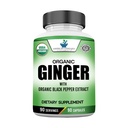 Amerikansk Standard Kosttilskud Økologisk Ingefær Udtræk med Organic Black Pepper Extract, Vegan, Gluten Free, Non- GMO, 90 Kapsler, 90 Servering