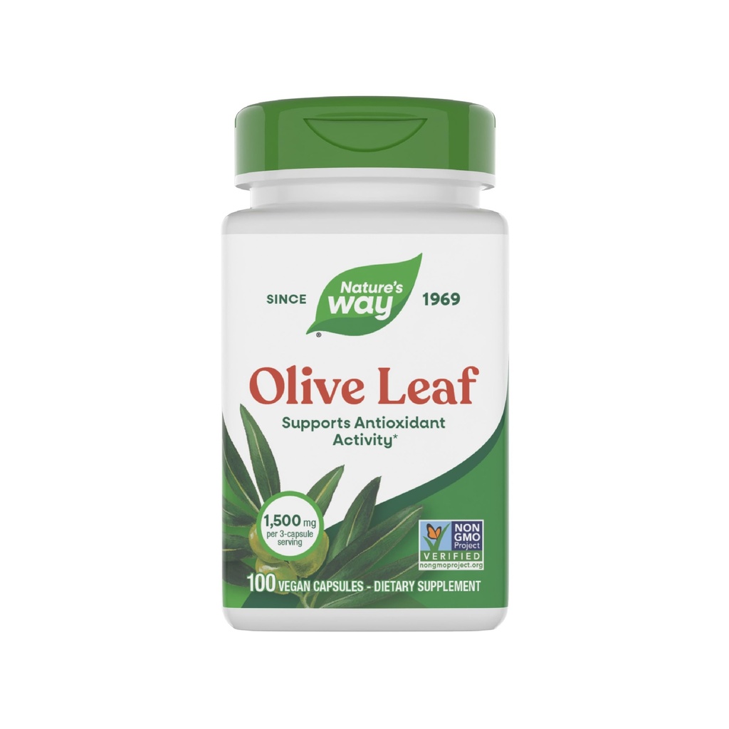 Nature 's Way Olive Leaf - 1.500 mg pr 3 -Capsule Serving - Understøtter Antioxidant Aktivitet * - Olive Leaf Herbal Capsules - Non- GMO Project Verified - Gluten Free - 100 Vegan Capsules