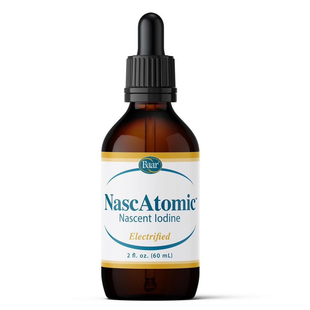 BAAR NascAtomic Electrified Nascent Jod Liquid Drops, Potent 2% Formel for energi, Vitality, Metabolisme Boost, Detox, Immunstøtte, Mental Clarity & Thyroid Health, 2 fl oz (Pack of 1)