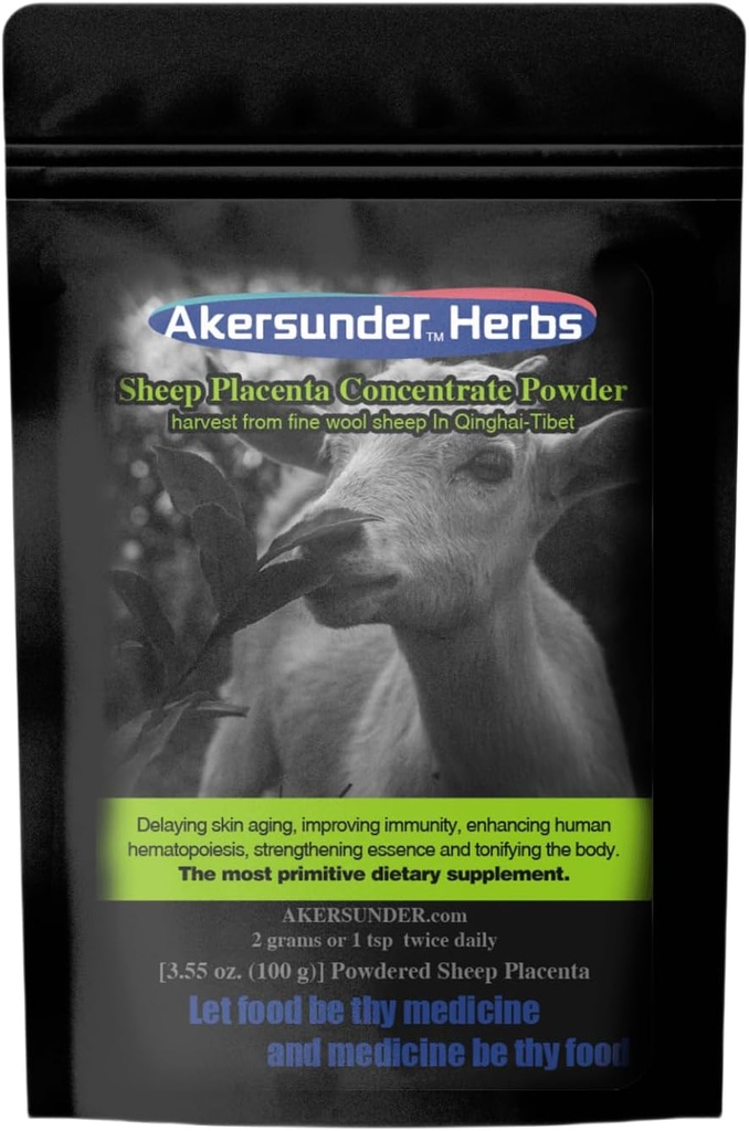 Qinghai- Tibet Plateau Sheep Ovine Placenta Extract Concentrate Freeze- Tørret pulver 100 Grams, Geat Embryo Essence. Certificeret økologisk