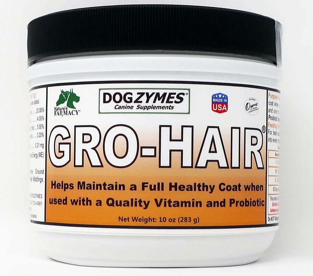 Dogzymes GRO- Hår til længde af Coat eller Feathering, Fast Coat Vækst eller når sparsom Coat og / eller Bald Spots nødt til at udfylde.