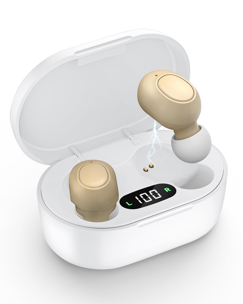 Høreapparater til seniorer - høreapparater, der kan genoplades for høretab med intelligent støjreduktion, Usynlig Audienhøreforstærker med lydstyrkeregulering og transportabel opladning