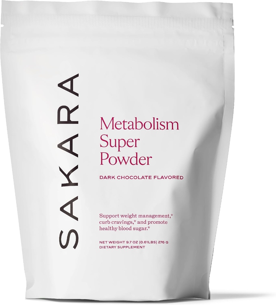 SAKARA Metabolisme Super Powder - Natural Support for Appetite Control, Vægtstyring Support og Curbed Cravings - Vegan, Non- GMO, Chokolade Flavor - 24 Serveringer