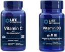 Life Extension Vitamin C & Quercetin Plus Vitamin D3 5000 IE - 250 tabletter Vitamin C Immunstøtte Plus 60 Vitamin D3 Softgels til ben, hjerne og immunforsvar
