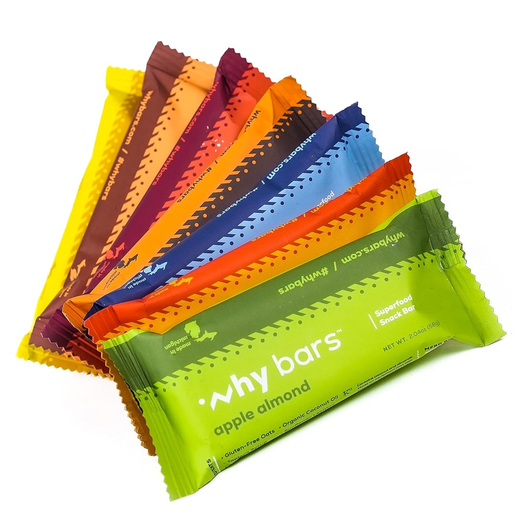Hvorfor Barer, Protein Bars, Variety Pack, 2.04 Ounce Bars (pakke med 7 Protein Bars) - Protein Bar Superfood, Gluten Free, Ikke GMO, Økologisk, Vegan, Simple Ingredienser