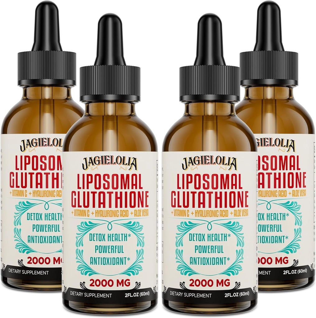 Liposomal Glutathione Liquid 2000MG - Antioxidant Detox tillæg for kvinder & mænd, Aging Defense, lever funktion & energi, med Hyaluronsyre + Aloe Vera + C-vitamin, Natural & Vegan, 8 FLLOZ