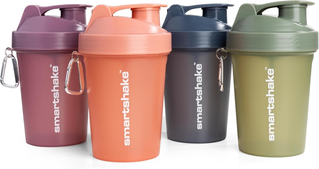 Smartshake Protein Shaker Bottle for Protein Mixes - 4 Pack - 13.5 oz | Leak Proof Shaker Cups for Protein Shakes | Blender Bottle Shaker | Protein Shaker Bottle Pack | BPA Free Shaker – Multicolor