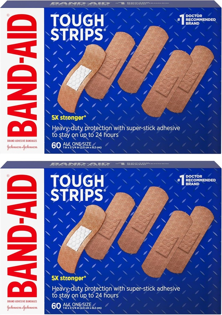 Band- Aid Brand Hårde Strips Adhesive Bandages til Sårpleje, Holdbar Beskyttelse for Mindre Cuts og Scrapes, Alle One Size, 2 Pack