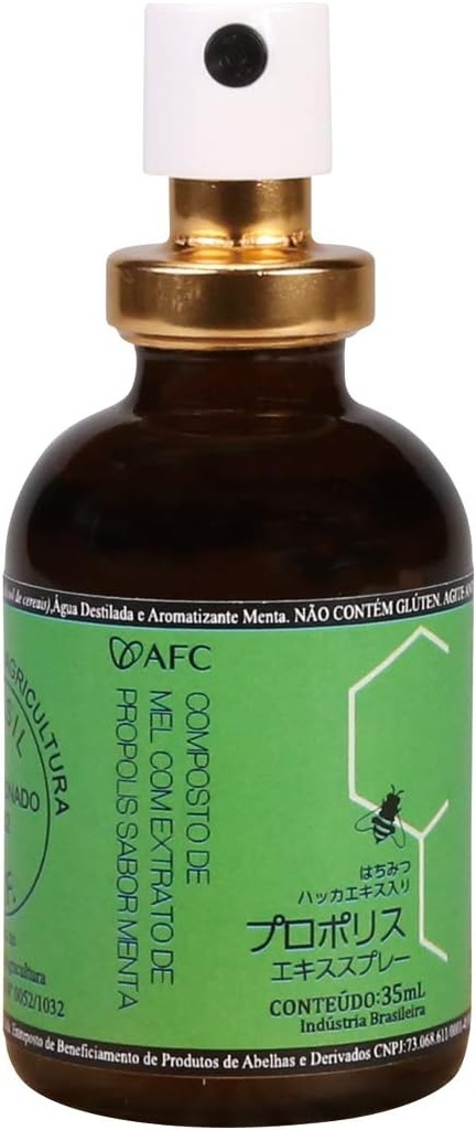 AFC Japan Brazilian Green Propolis Extract with Honey Spray, 25% Propolis Extract (35% Dry Extract), Rich in Flavonoids (>3mg/mL) Compound of Honey with Propolis Extract Propolis Spray