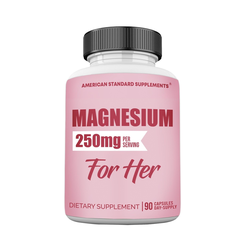 Magnesiumglycinat til kvinder 250 mg per en kapsel, Magnesiumglycinat chelat til hende, 90 kapsler, 90 dages forsyning