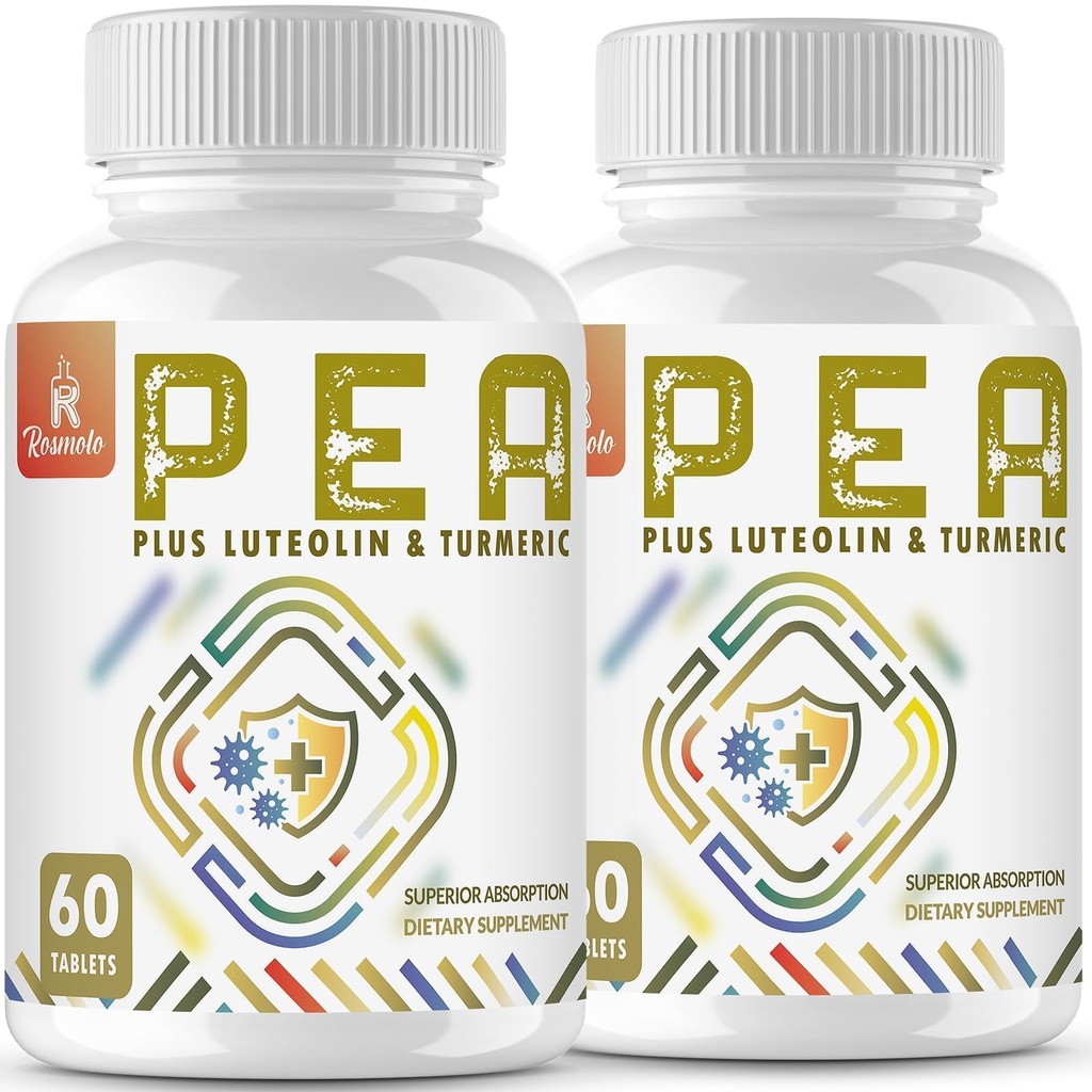 1500 MG Palmitoylethanolamid med Luteolin 98% & Gurkemeje, Høj Absorption, Mikroniseret Pea supplement til discomfort Management- USA Made - 120 tabletter