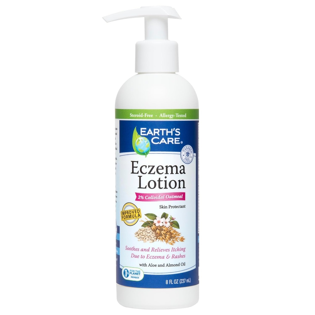 Jordens pleje Eksem Lotion - Natural Lotion for Eksem - Sikker og Mild Eksem Lotion for voksne og børn - 8 Fl OZ. (237 mL)