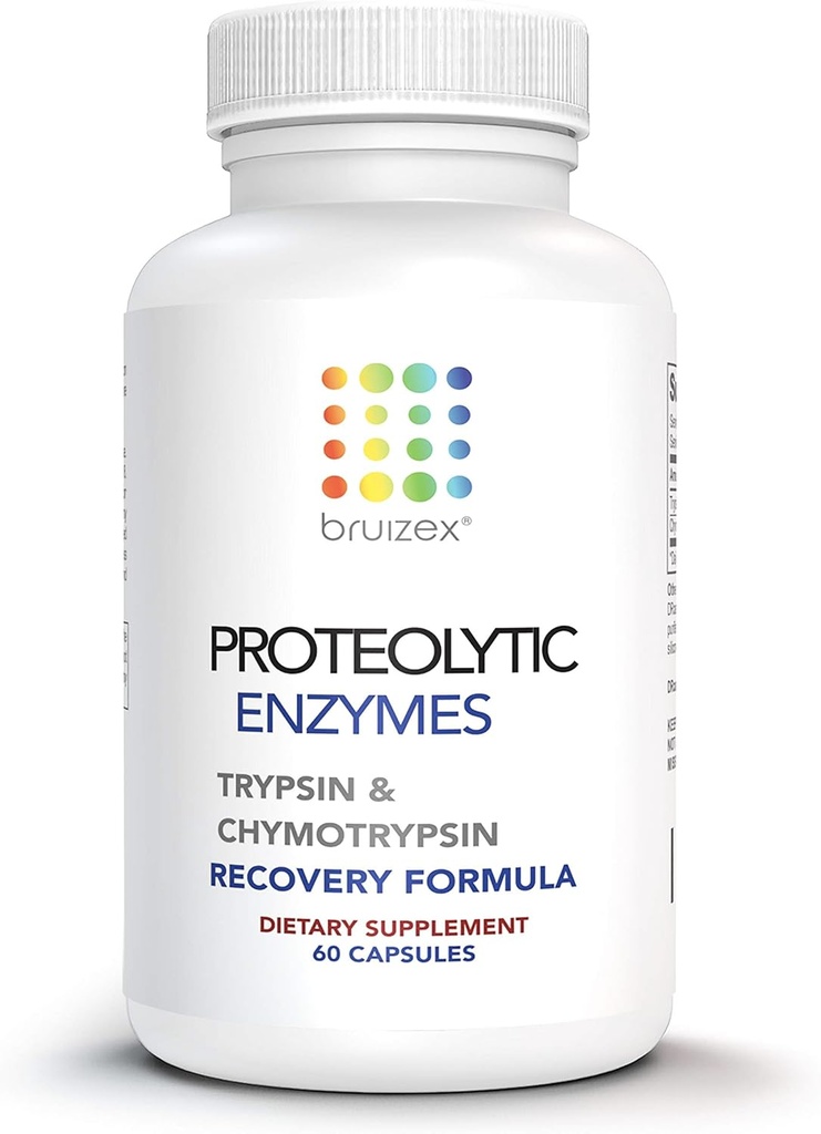 Bruizex Proteolytic Enzymes| Trypsin & Chymotrypsin Recovery Supplement for Tissue Trauma, Bruising, Swelling | Immune System Support | 60 Caps