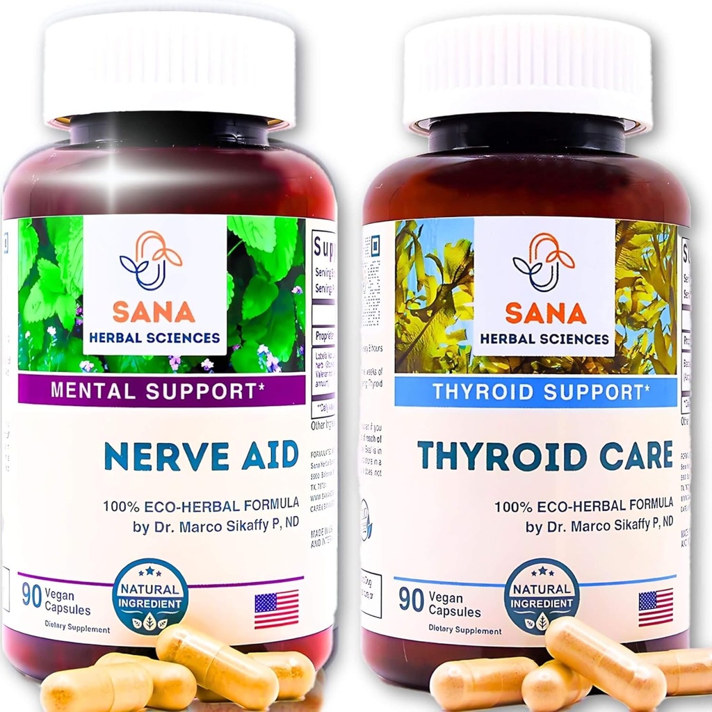 Natural Sleep Aid & Thyroid Renew Mea124; 9 Organic Herbs & Seaweed Mea124; med Valerian Root, Thyroid Support, og Hormonal Balance med Kelp Meap 124; 1350 mg per Serving Mea124; af Sana Herbal