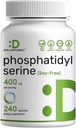 Phosphatidylserin supplement, 400mg servering, 240 kapsler - Sojafri solsikke Lecithin Kilde