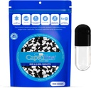 Capsulin Størrelse 4 Tom Gelatine Kapsler, Sort / klar - 1000 Greve Note 124; Gluten Free, Kosher, Non- GMO Certificeret