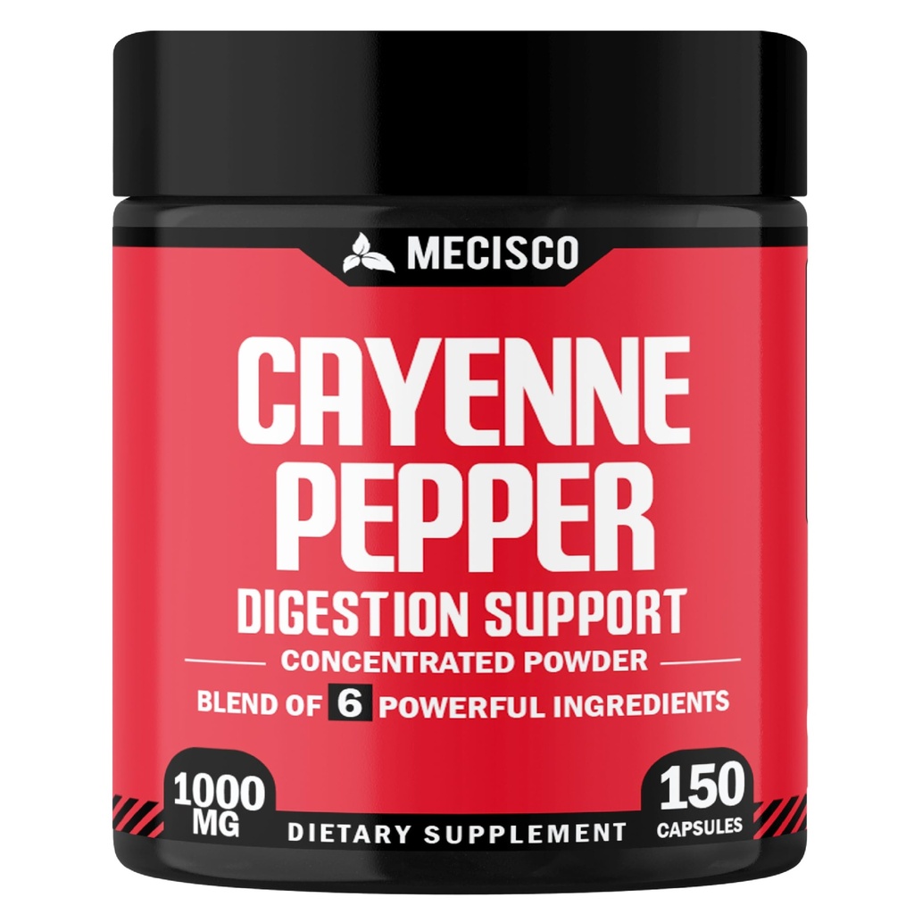 Cayenne Pepper Kapsler med Ginger Root, Beet Root, og Black Pepper og mere - 150 Kapsler - 6in1