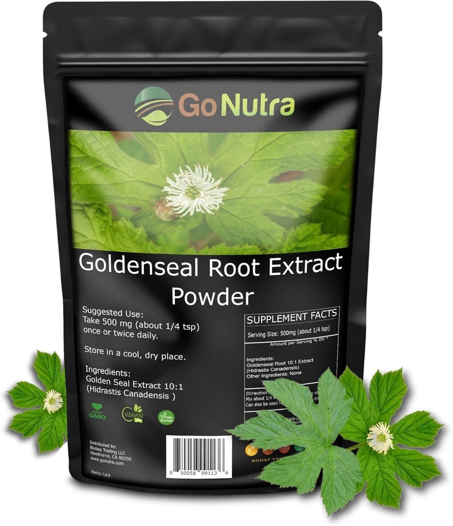 Go Nutra Goldenseal Root Extract Pure Goldenseal Powder Potent 10: 1 Goldenseal Extract 4oz. Urtetillæg Golden Seal Root