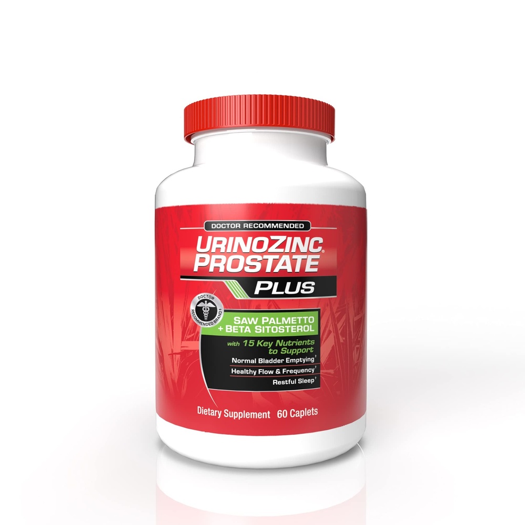 Urinozink prostata Plus, Saw Palmetto & Beta sitosterol supplement til mænd, Reducer hyppig vandladning (1 måned Tilgang, 60 Greve)