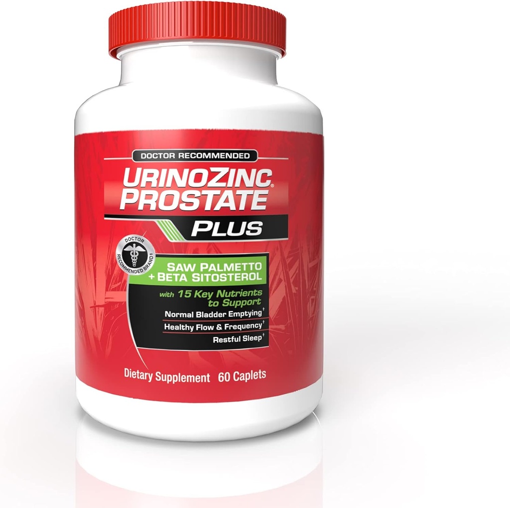 Urinozink prostata Plus, Saw Palmetto & Beta sitosterol supplement til mænd, Reducer hyppig vandladning (1 måned Tilgang, 60 Greve)
