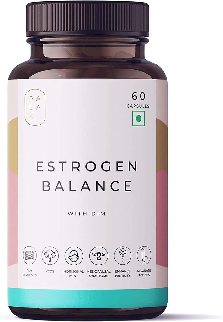 Palak Noter: Miduty Østrogen Balance med DIM for fibromer, premenstruelle syndrom, PCOS, Black Cohosh Root Powder Gluten Free & Non GMO: 60 Kapsler