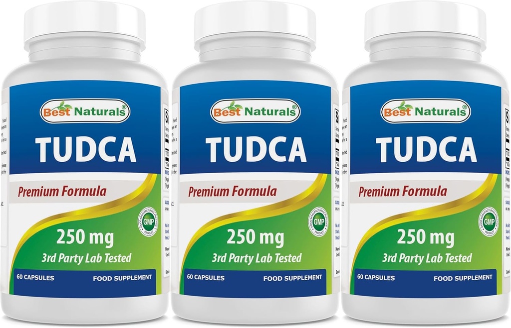 Bedste Naturals TUDCA 250 mg (Tauroursodeoxycholsyre) - 60 Veg Kapsler - 2 Måneders Tilgang (60 Tællinger (pakke med 1)) (60 Tællinger (pakke med 3))