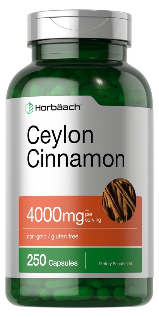 Horbäach Ceylon Cinnamon Capsules Remote mg 124; 250 Greve Remote 124; Non- GMO, Gluten Free